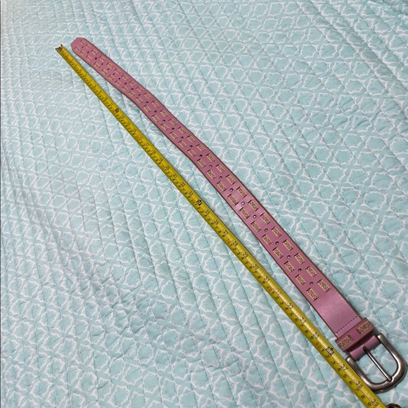 pink leather and floral ribbon statement belt main image 4
